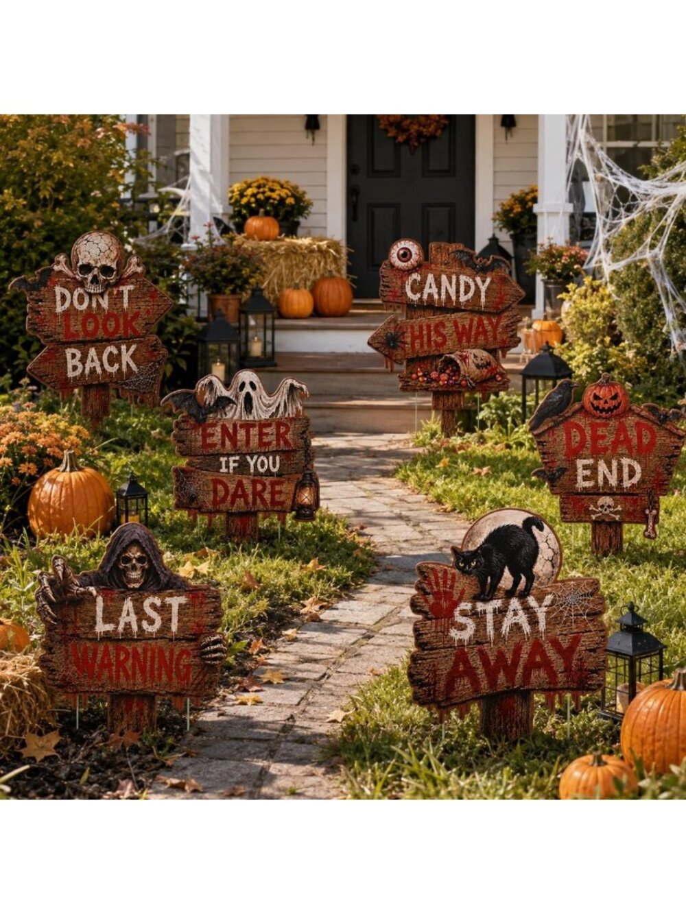 Spooky Halloween Yard Signs - Scary Graveyard Decorations for Outdoor Fun